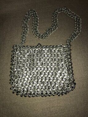Rare 90s Silver Leather Lined Chainmail Bag